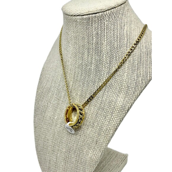 Jewelry-24” ION Plated YG Stainless Steel Necklace and Ring ( Size 8) - Picture 2 of 4
